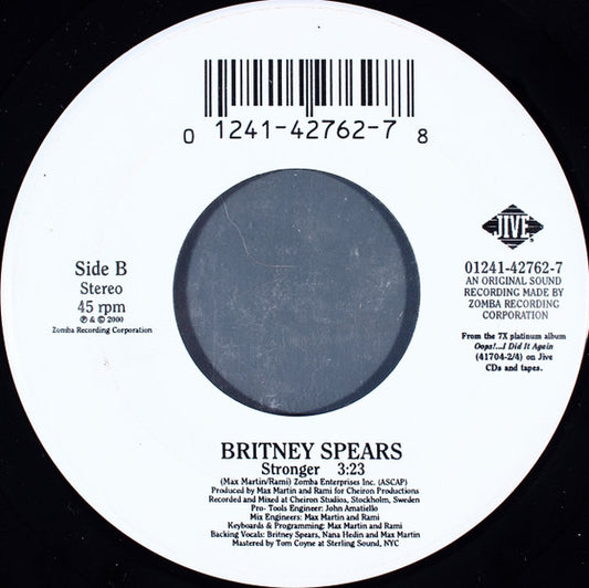 Britney Spears : Stronger (7", Single)