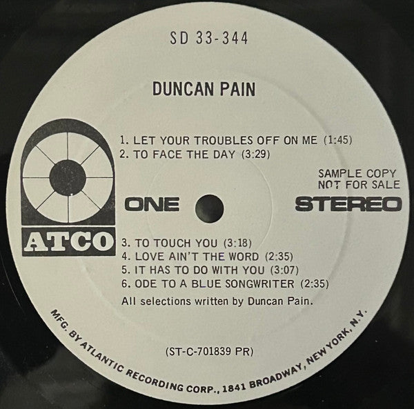 Duncan Pain (2) : Duncan Pain (LP, Promo, PR )