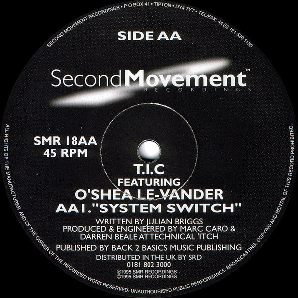 T.I.C* Featuring O'Shea Le-Vander : Raw / System Switch (12")