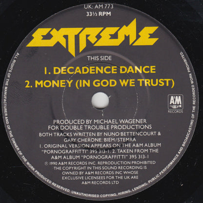 Extreme (2) : Decadence Dance (7", S/Sided, Single, Etch, Ltd)