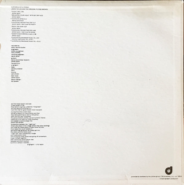 James Taylor (2) And The Original Flying Machine* : 1967 (LP, Album, All)
