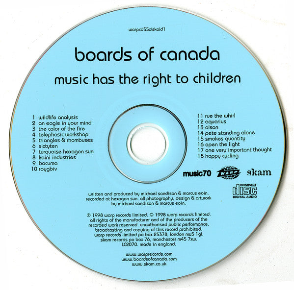 Boards Of Canada : Music Has The Right To Children (CD, Album, RE, Dig)
