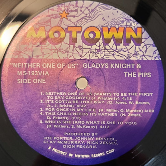 Gladys Knight & The Pips* : Neither One Of Us (LP, Album, RE)