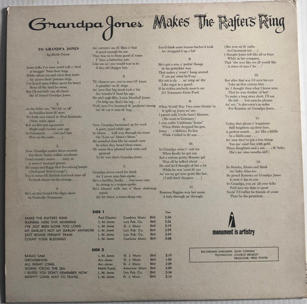 Grandpa Jones : Makes The Rafters Sing (LP, Album, Mono, RCA)