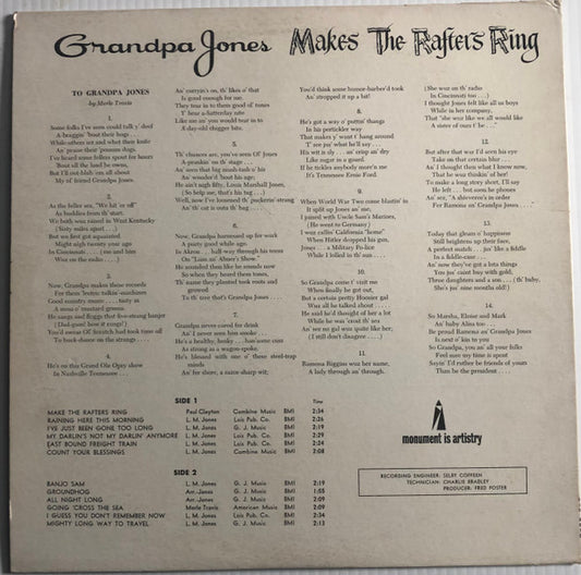 Grandpa Jones : Makes The Rafters Sing (LP, Album, Mono, RCA)