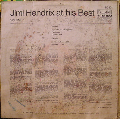 Jimi Hendrix : Jimi Hendrix At His Best (Volume 1) (LP)