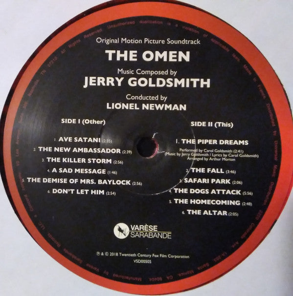 Jerry Goldsmith , Conducted By  Lionel Newman : The Omen (Original Motion Picture Soundtrack) (LP, Album, RE, S/Edition, Blo)