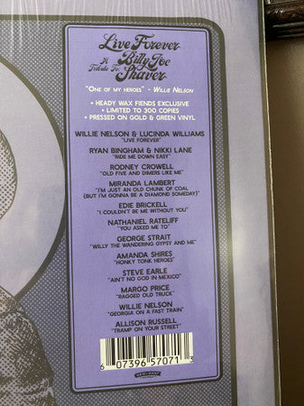Various : Live Forever (A Tribute To: Billy Joe Shaver) (LP, Album, Ltd, Gre)