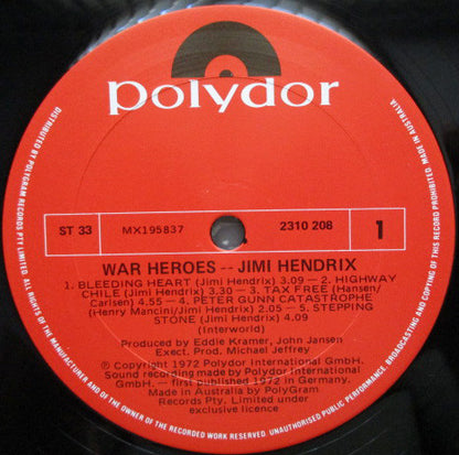 Jimi Hendrix : War Heroes (LP, Album, RE)