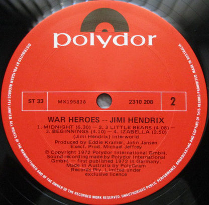 Jimi Hendrix : War Heroes (LP, Album, RE)