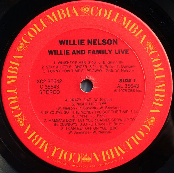 Willie Nelson : Willie And Family Live (2xLP, Album, RE, RP, Car)