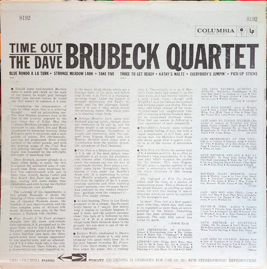 The Dave Brubeck Quartet : Time Out (LP, Album, RE)