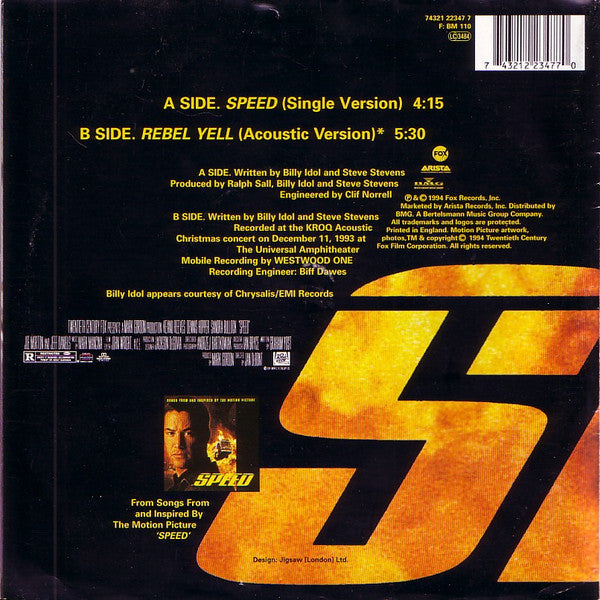 Billy Idol : Speed (7", Single, Ltd, Pos)