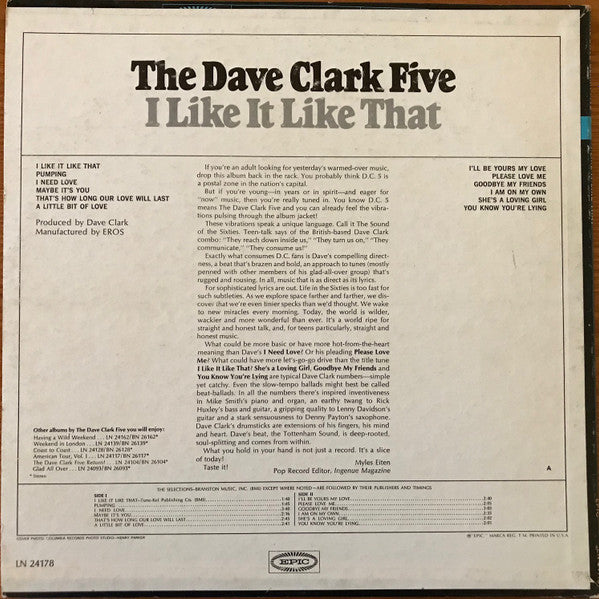 The Dave Clark Five : I Like It Like That (LP, Album, Mono)