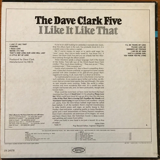 The Dave Clark Five : I Like It Like That (LP, Album, Mono)