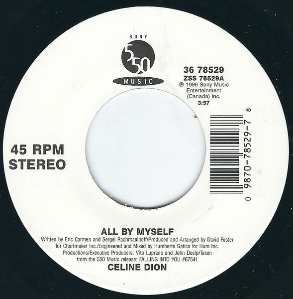 Celine Dion* : All By Myself (7", Single)