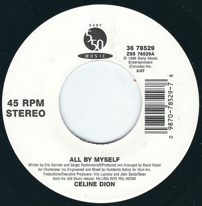 Celine Dion* : All By Myself (7", Single)