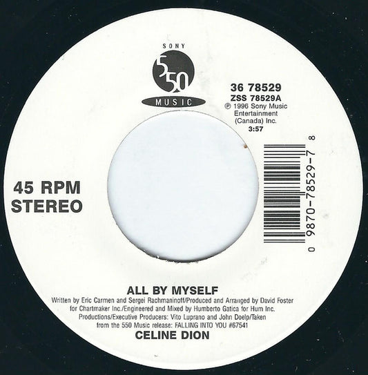 Celine Dion* : All By Myself (7", Single)