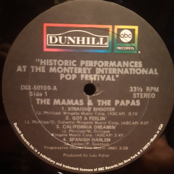 The Mamas & The Papas : Historic Performances Recorded At The Monterey International Pop Festival (LP, Album, Gat)