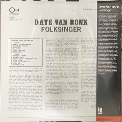 Dave Van Ronk : Folksinger (LP, Album, Mono, Club, RE, RM, 180)