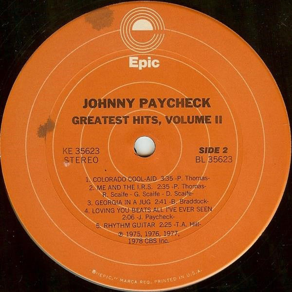Johnny Paycheck : Greatest Hits, Volume 2 (LP, Comp, Ter)
