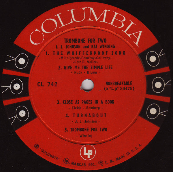 J.J. Johnson And Kai Winding : Trombone For Two (LP, Album, Pit)