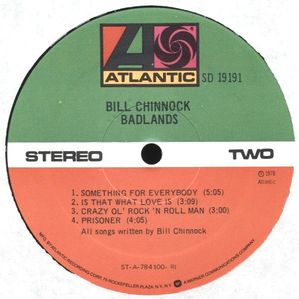 Bill Chinnock : Badlands (LP, Album, RE)