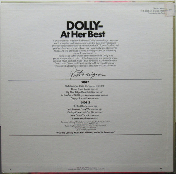 Dolly Parton : The Best Of Dolly Parton (LP, Comp, RE)