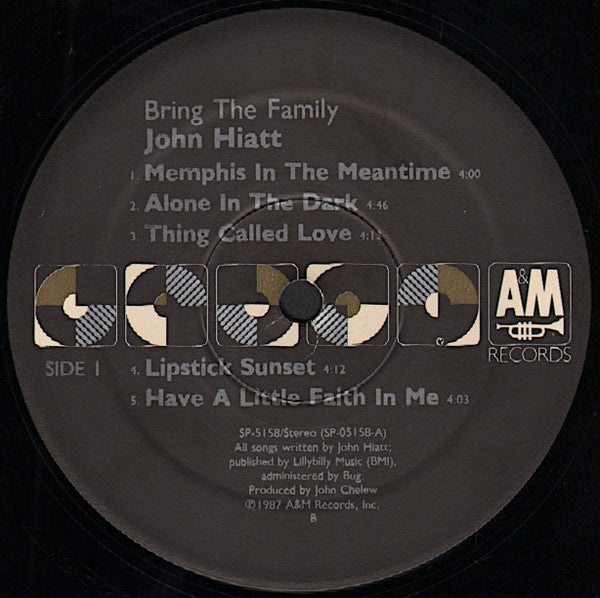 John Hiatt : Bring The Family (LP, Album, B -)