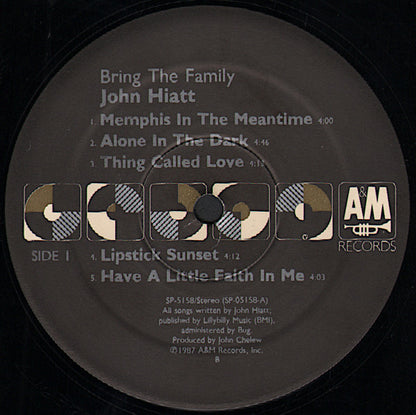 John Hiatt : Bring The Family (LP, Album, B -)