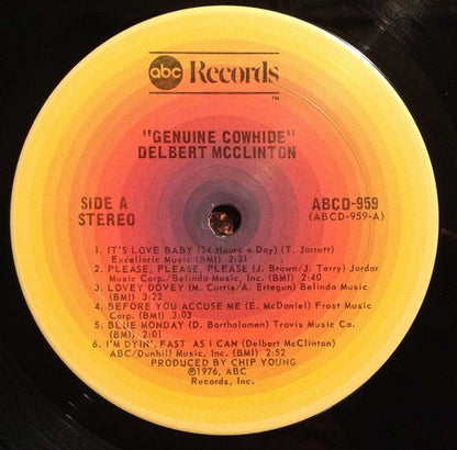 Delbert McClinton : Genuine Cowhide (LP, Album, San)