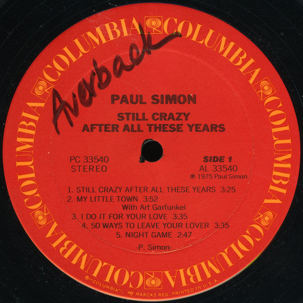 Paul Simon : Still Crazy After All These Years (LP, Album, Pit)