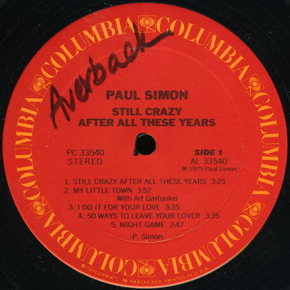 Paul Simon : Still Crazy After All These Years (LP, Album, Pit)