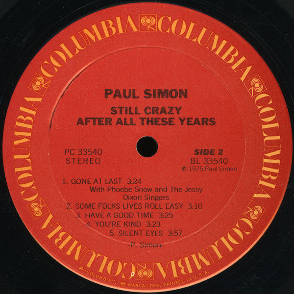 Paul Simon : Still Crazy After All These Years (LP, Album, Pit)