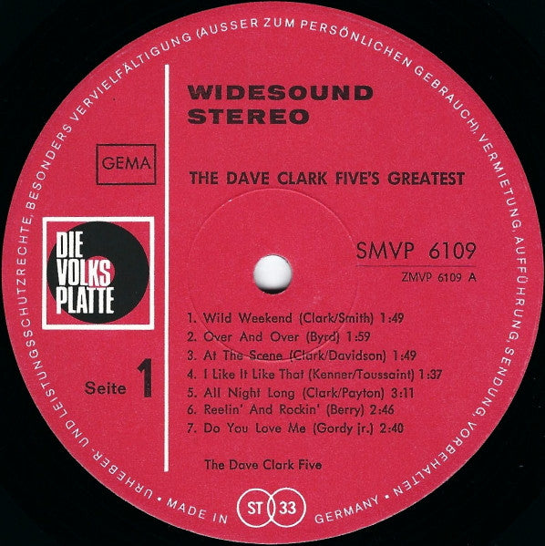 The Dave Clark Five : The Dave Clark Five's Greatest (LP, Comp, Red)