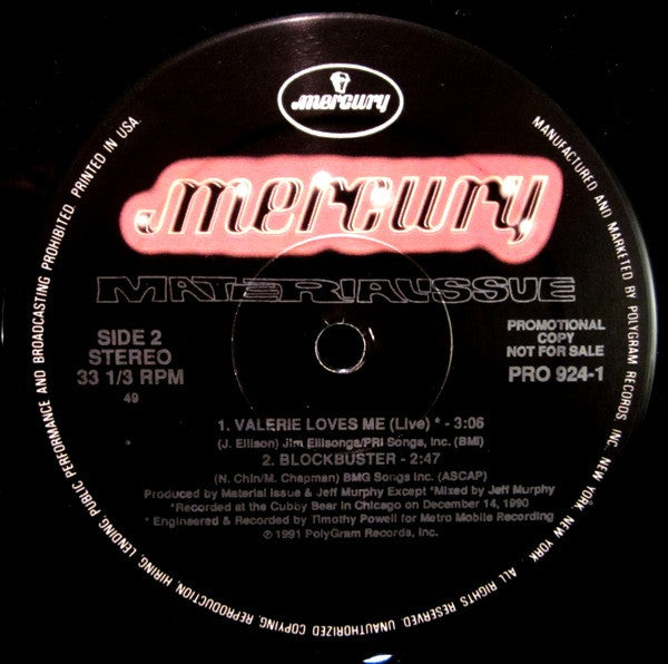 Material Issue : Blockbuster EP (12", EP, Promo)