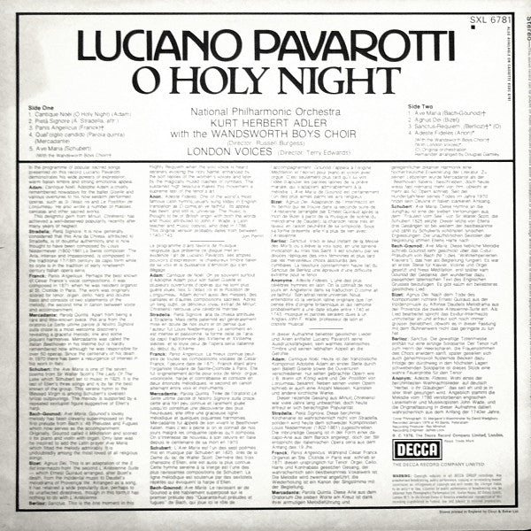 Luciano Pavarotti - Kurt Herbert Adler ● National Philharmonic* : O Holy Night (LP)