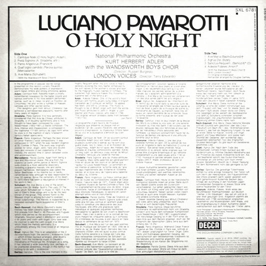 Luciano Pavarotti - Kurt Herbert Adler ● National Philharmonic* : O Holy Night (LP)