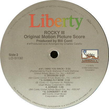 Bill Conti : Rocky III - Original Motion Picture Score (LP, Album, Win)