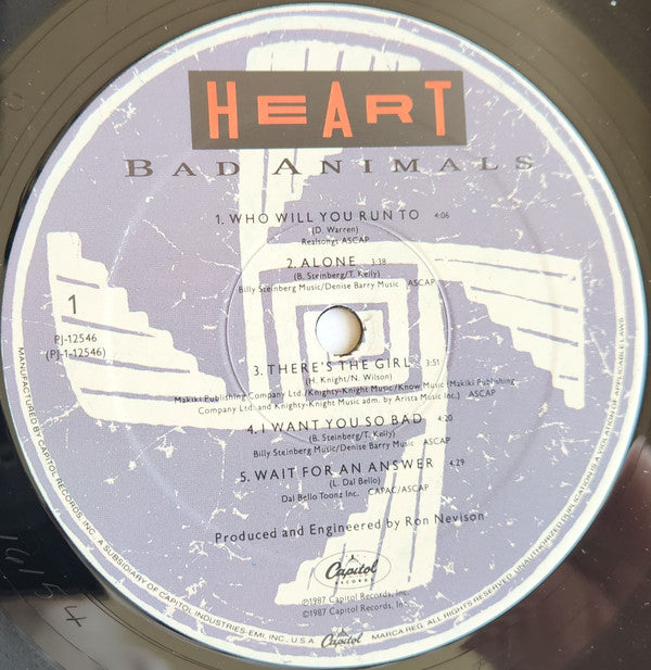 Heart : Bad Animals (LP, Album, All)