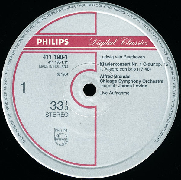 Beethoven*, Alfred Brendel, Chicago Symphony Orchestra, James Levine (2) : The 5 Piano Concertos = Die 5 Klavierkonzerte = Les 5 Concertos Pour Piano Et Orchestre (Live) (4xLP + Box)