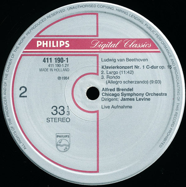 Beethoven*, Alfred Brendel, Chicago Symphony Orchestra, James Levine (2) : The 5 Piano Concertos = Die 5 Klavierkonzerte = Les 5 Concertos Pour Piano Et Orchestre (Live) (4xLP + Box)