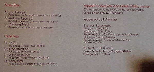 Tommy Flanagan And Hank Jones : Our Delights (LP, Album, San)