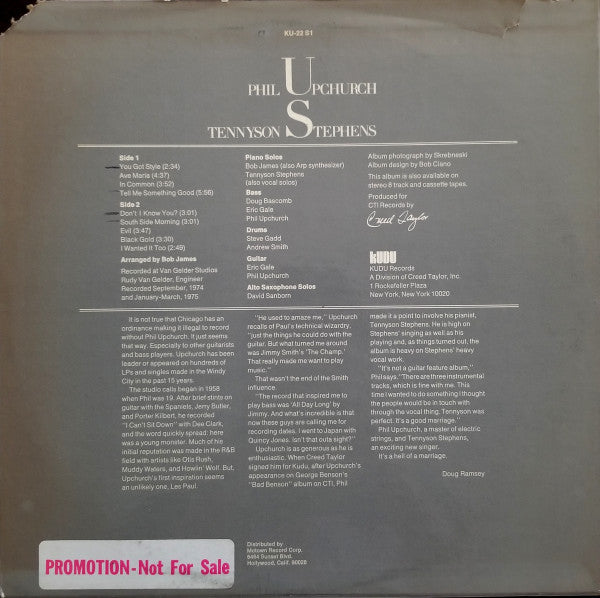 Phil Upchurch / Tennyson Stephens : Upchurch / Tennyson (LP, Album, Promo)