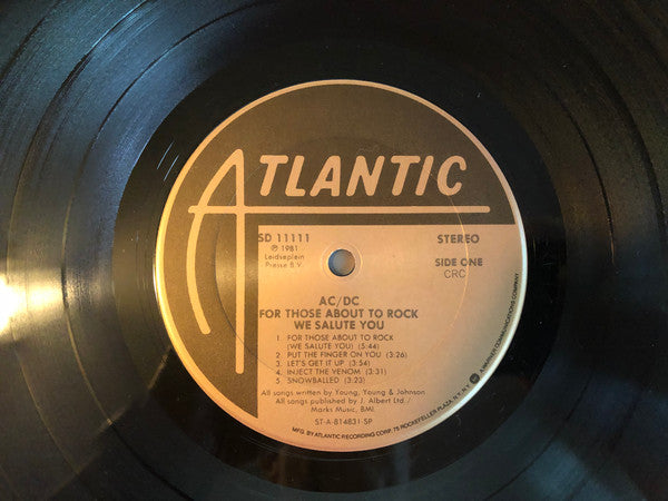 AC/DC : For Those About To Rock (We Salute You) (LP, Album, Club, Gat)