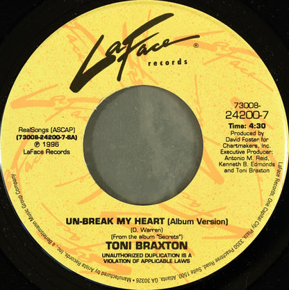 Toni Braxton : Un-Break My Heart (7", Single)