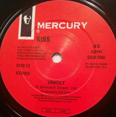 Kiss : Unholy (7", Single)