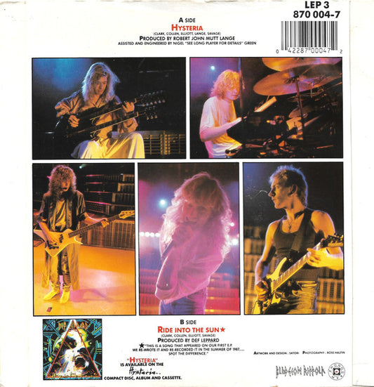 Def Leppard : Hysteria (7", Single, Pap)