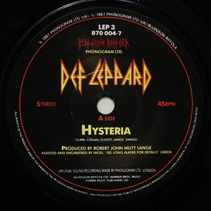 Def Leppard : Hysteria (7", Single, Pap)