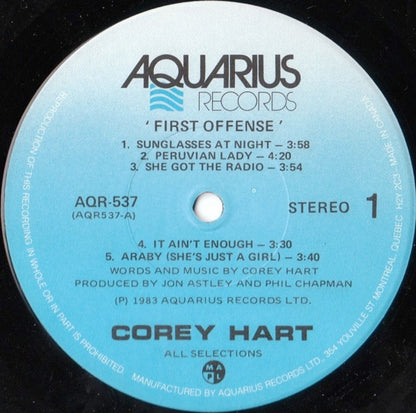 Corey Hart : First Offense (LP, Album)